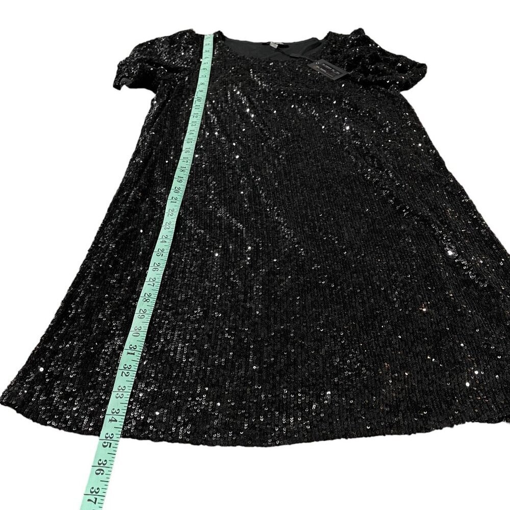 Cable & Gauge Black Sequined Beaded Short Sleeve Lined Dress Size L NWT New - Picture 10 of 12